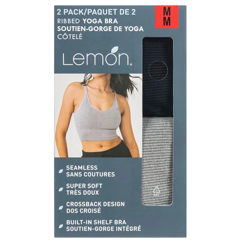 LEMON - Paquet de 2 Soutiens-Gorge de Yoga Côtelé
