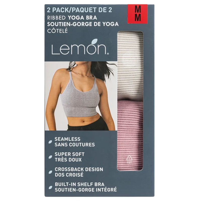 LEMON - Paquet de 2 Soutiens-Gorge de Yoga Côtelé