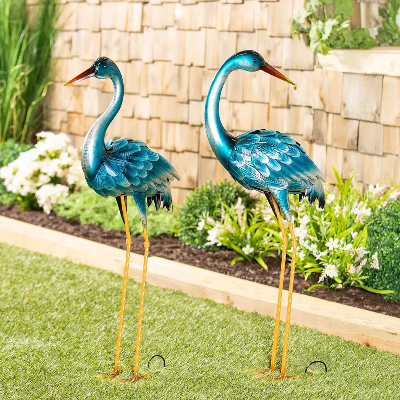 EVERGREEN - Paire de Hérons Bleus Grandeur Nature