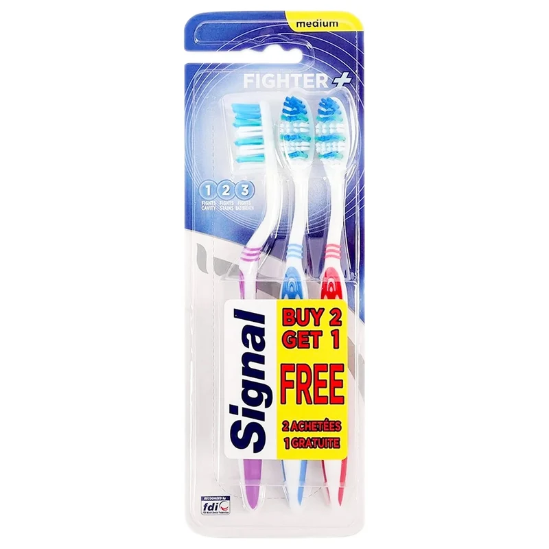 Lot de 3 brosses à dents fighter médium