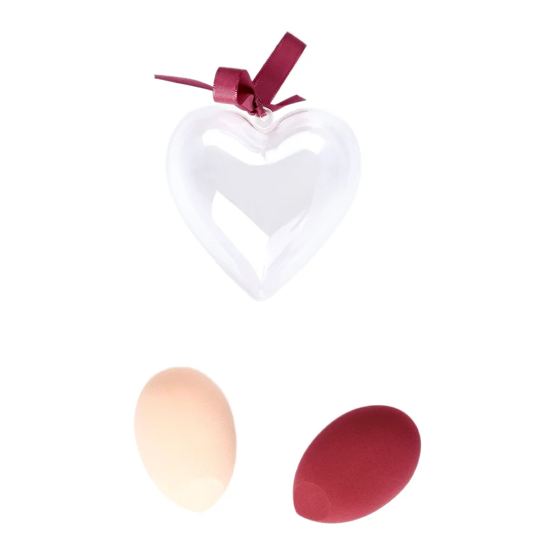2 éponges à maquillage avec boîte de rangement transparente
