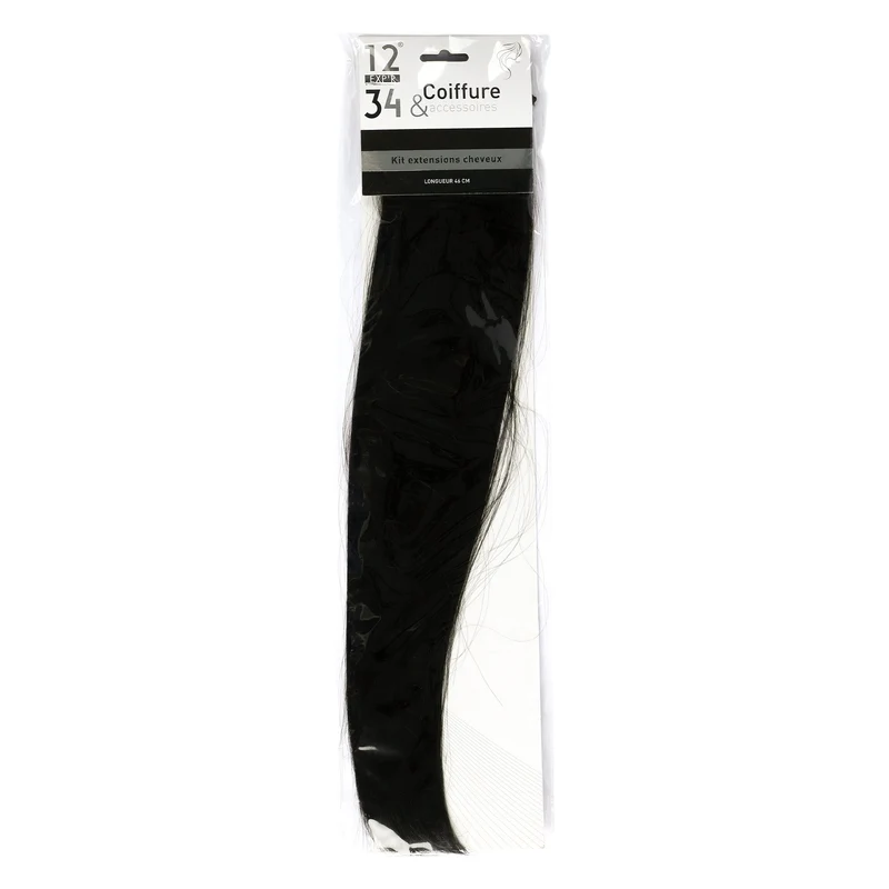 Extensions cheveux à clips noires 46 cm