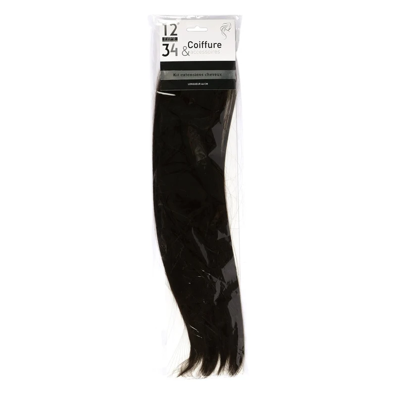 Extensions cheveux à clips châtain 46 cm
