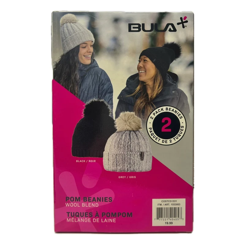BULA - Paquet de 2 Tuques à Pompom