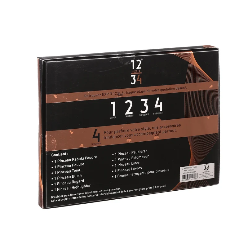 Coffret de 10 pinceaux de maquillage + gant nettoyant