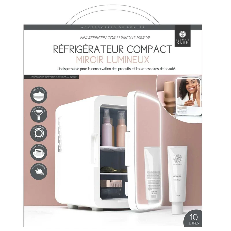 Réfrigérateur à cosmétiques avec miroir led