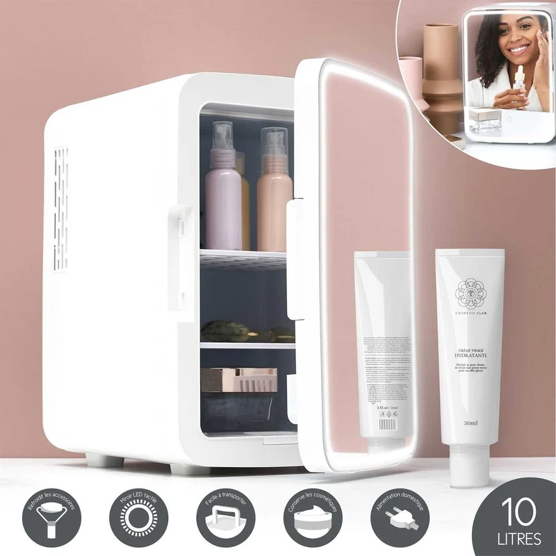 Réfrigérateur à cosmétiques avec miroir led
