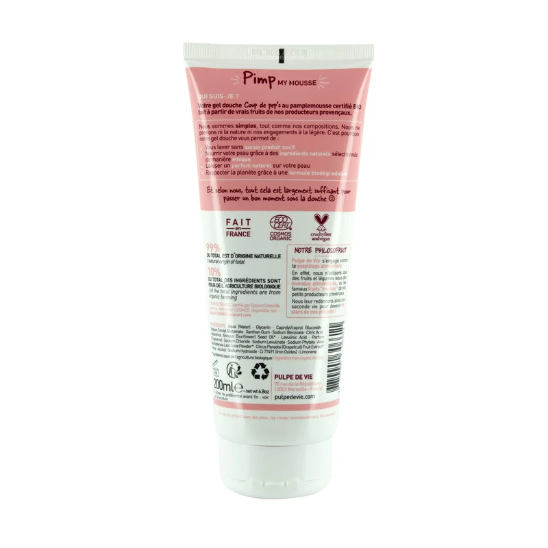 Gel douche énergisant pamplemousse bio