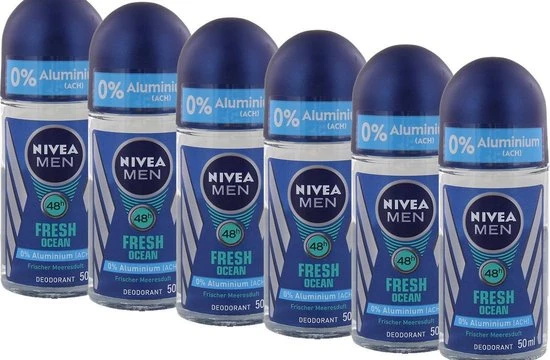 Nivea Men Deodorant Roller - Fresh Ocean - 6 x 50 ml