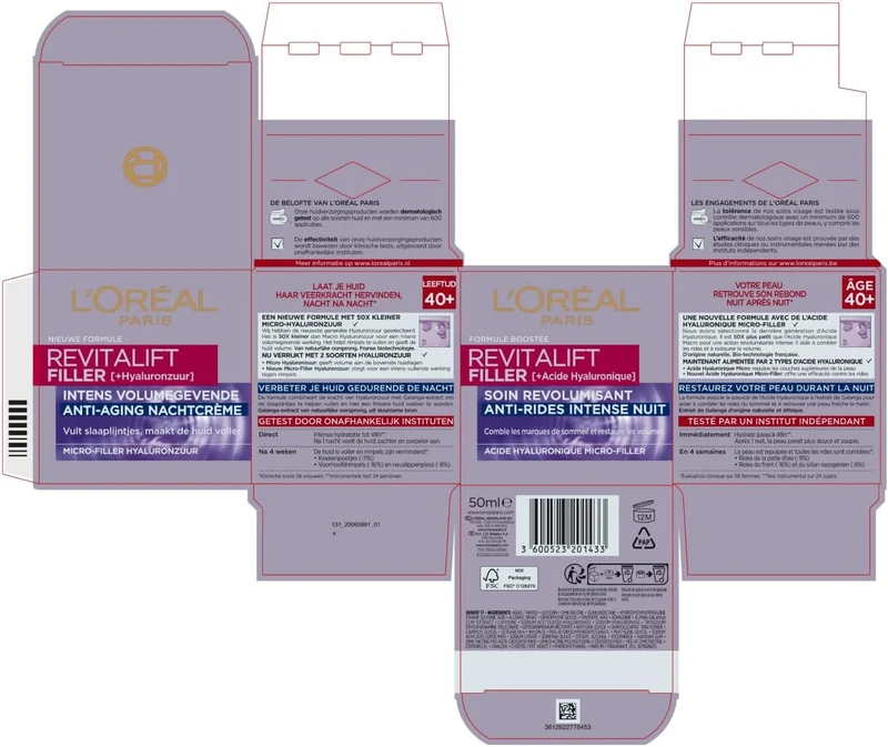 L’Oréal Paris Revitalift Filler Hyaluronzuur Nachtcrème - 50ml