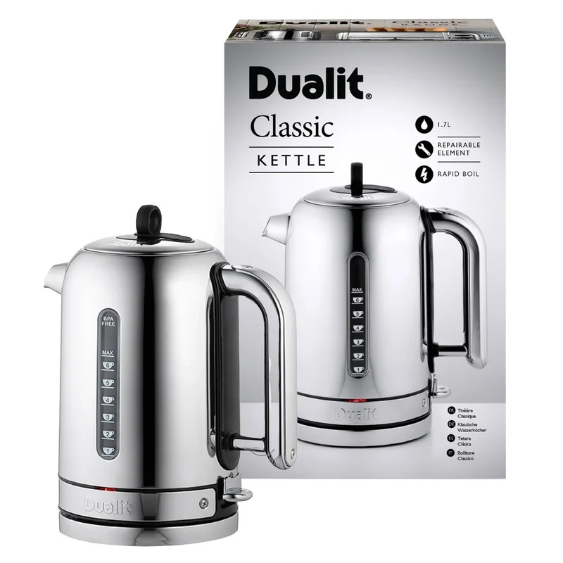 DUALIT - Bouilloire en Acier Inoxydable Poli de 1,7 L Classic