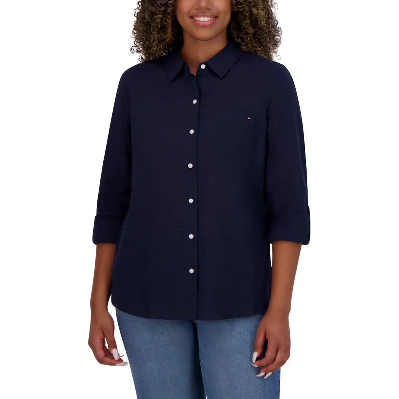 TOMMY HILFIGER - Blouse à Manches Retroussables pour Femme