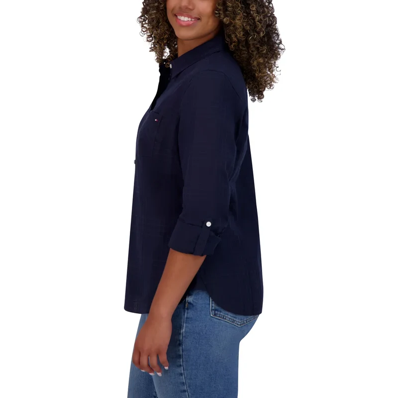 TOMMY HILFIGER - Blouse à Manches Retroussables pour Femme