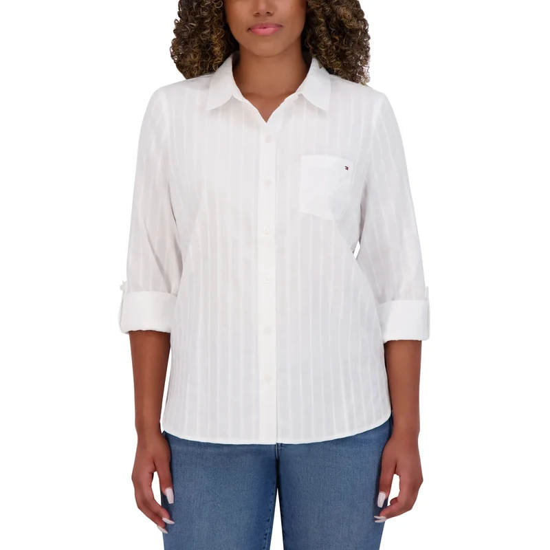 TOMMY HILFIGER - Blouse à Manches Retroussables pour Femme