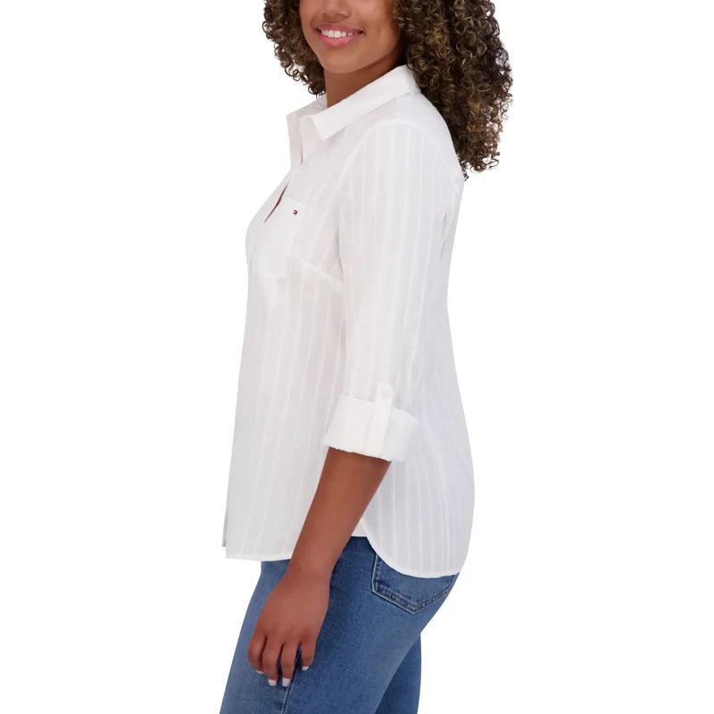 TOMMY HILFIGER - Blouse à Manches Retroussables pour Femme