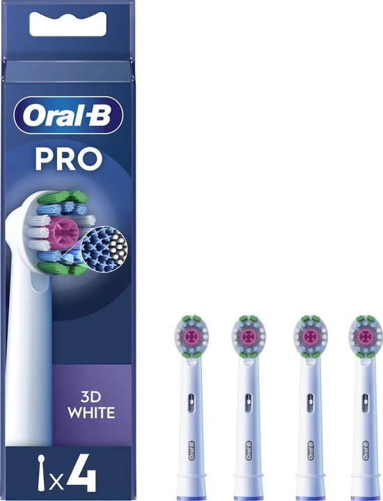 Oral-B 3D White Pro - Opzetborstels met CleanMaximiser Technologie - 4 Stuks