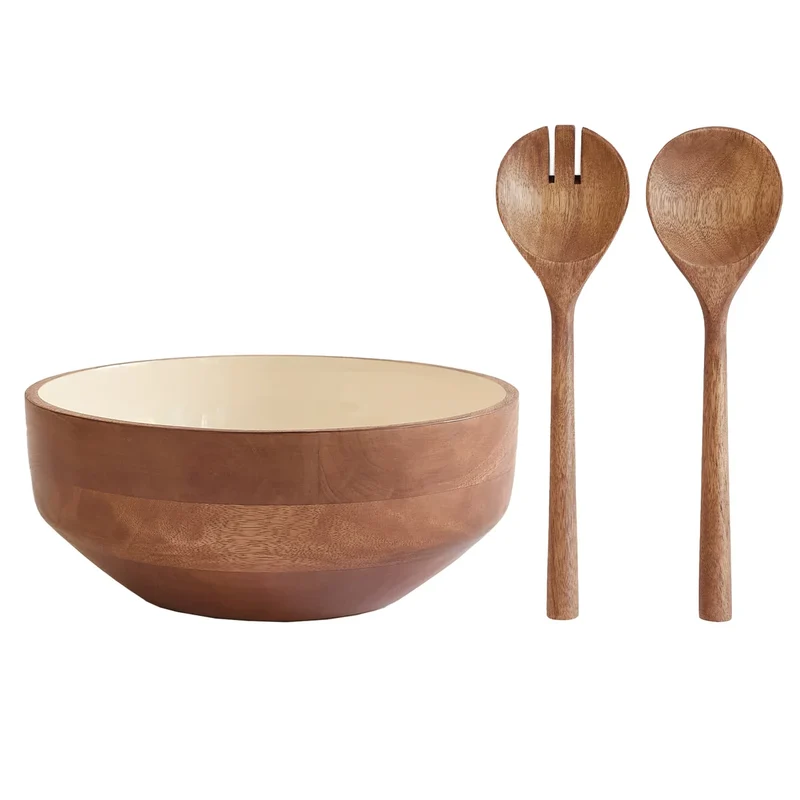 HOME INSPIRATION BY SAFDIE & CO. INC - Ensemble de Service 3 Pièces en Bois de Manguier Émaillé