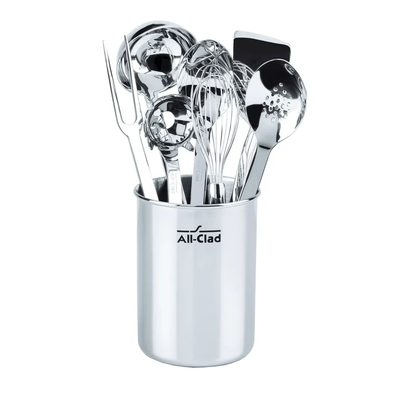 ALL CLAD - Ensemble de 8 Ustensiles de Cuisine en Acier Inoxydable