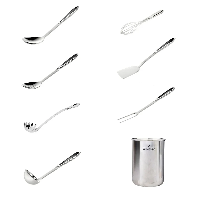 ALL CLAD - Ensemble de 8 Ustensiles de Cuisine en Acier Inoxydable
