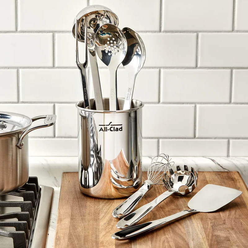 ALL CLAD - Ensemble de 8 Ustensiles de Cuisine en Acier Inoxydable
