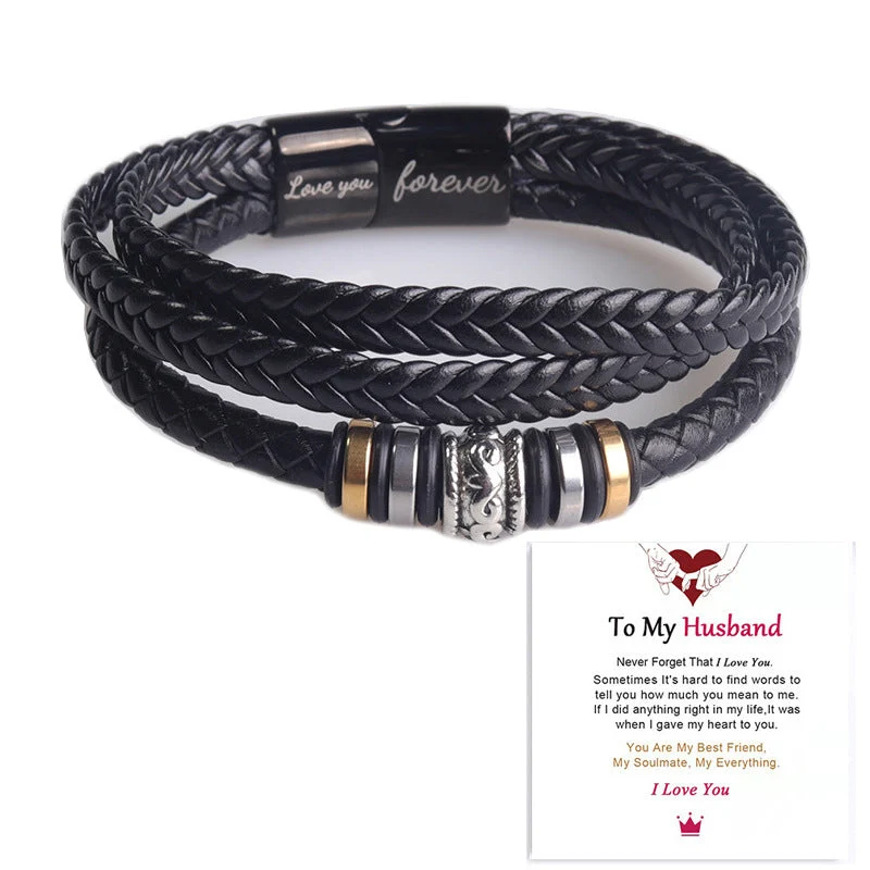 Bracciale Nero Doppio Righe Uomo