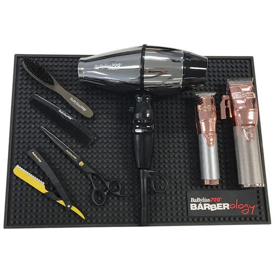 Tapis de poste de travail professionnel BARBERology "BWSM1R" (45.7cm/18" x 30.4cm/12") Noir