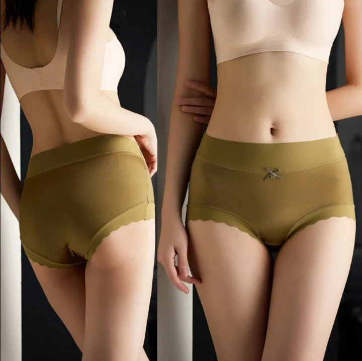 Lot de 3 Culottes en Soie Glacée Taille Haute - Bords Côtelés & Noeud