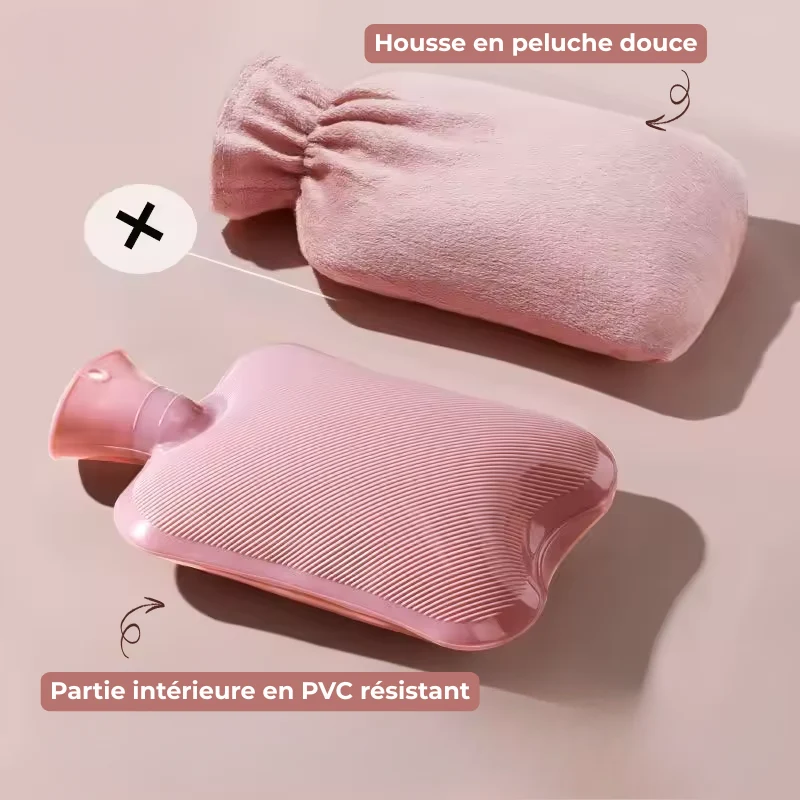 Bouillotte à Eau en Peluche Douce 1L/2L