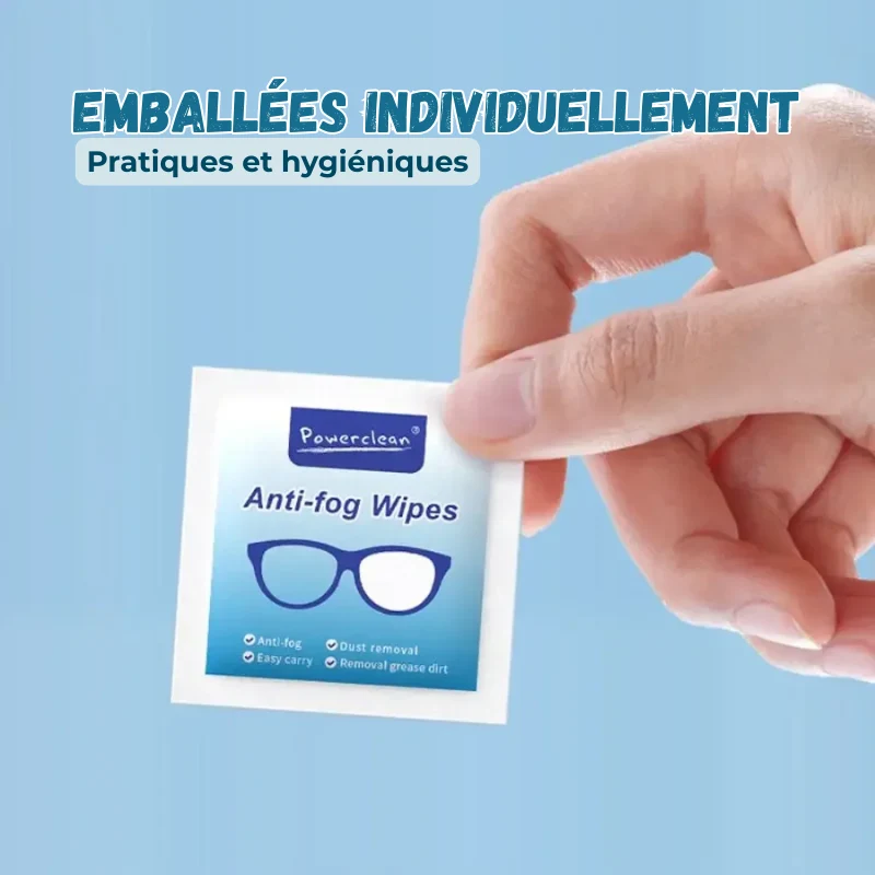 100 Lingettes Nettoyantes Anti-Buée pour Lunettes