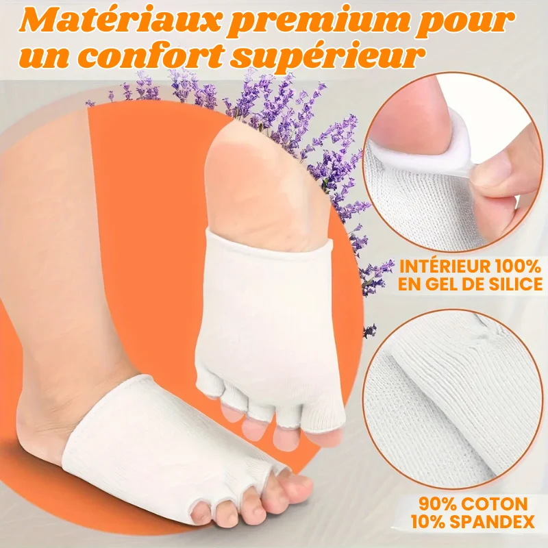Paire de Demi Chaussette Séparatrice d'Orteils en Gel & Fibre de Coton