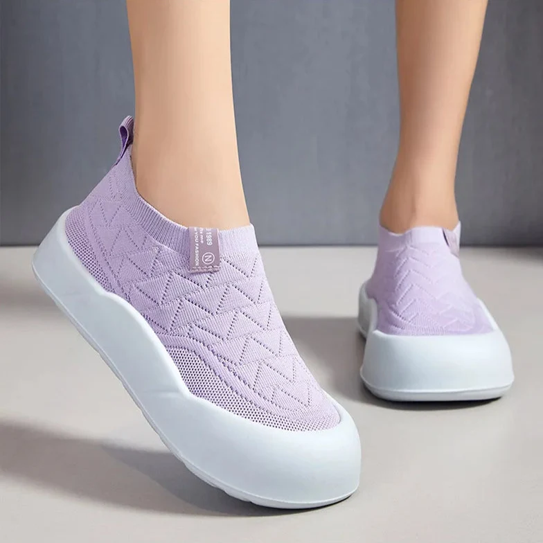 Slip-On en Maille Respirante à Large Semelle