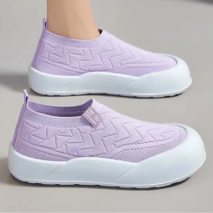Slip-On en Maille Respirante à Large Semelle