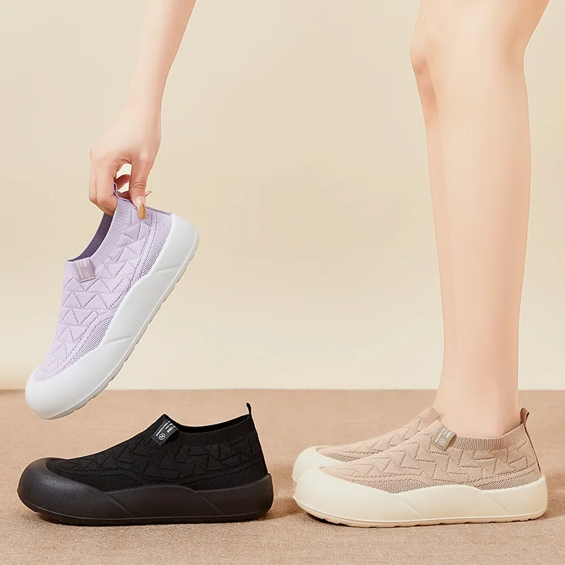 Slip-On en Maille Respirante à Large Semelle