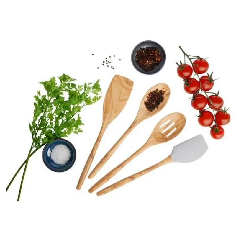 CORE KITCHEN - Ensemble de 4 Ustensiles en Bois d'Olivier Italien