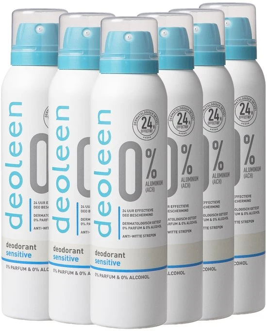 Deoleen 0% aluminium - Aerosol Sensitive - Deodorant - 150 ml 6 pack