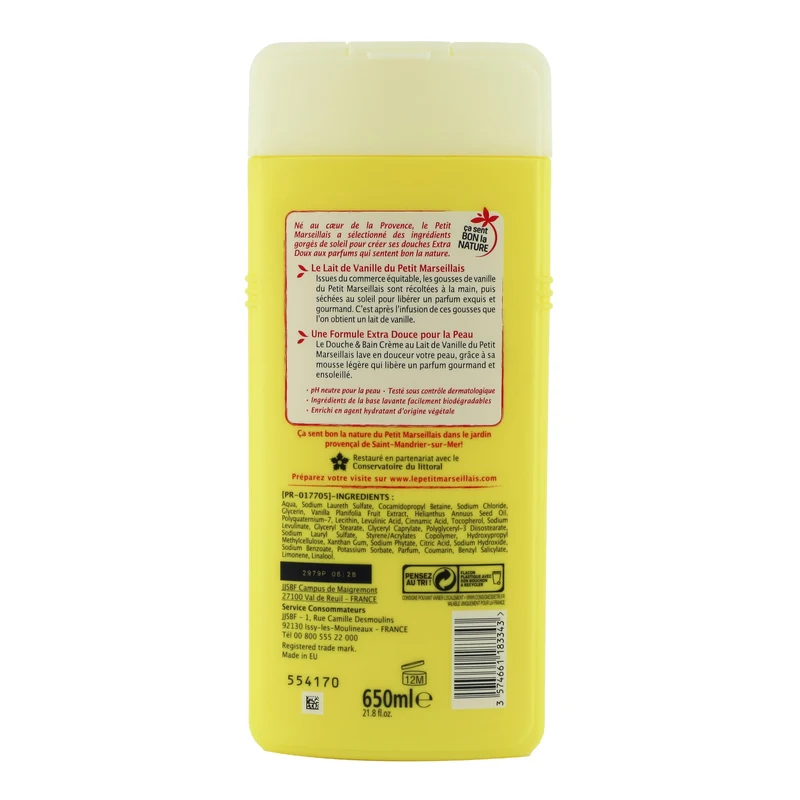 Crème de douche et bain au lait de vanille