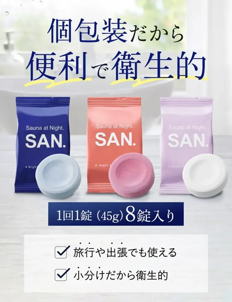 San Medicated Carbonate Bath Additive OTC Soothing Tablets 8 Pcs