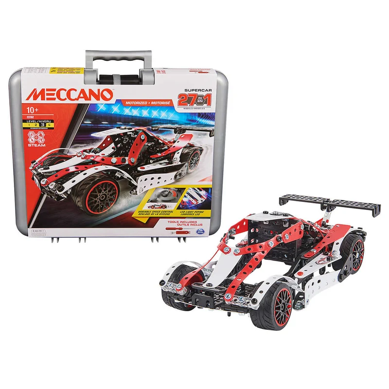 MECCANO - Ensemble de Construction 27-en-1 Supercar Motorisé STEM 22202