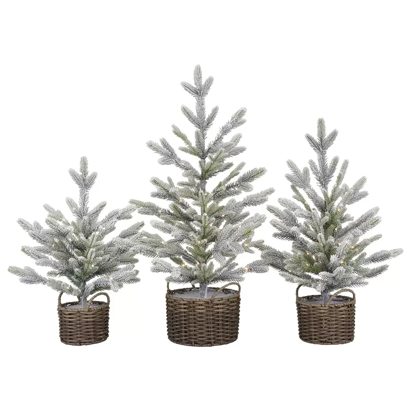 Ensemble de 3 Arbres Floqués