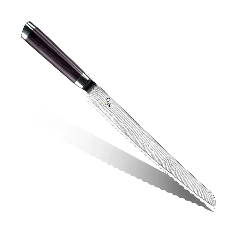 KAI Sekisoroku Damascus Steel Bread Knife 240mm Made in Japan Professional Kitchen Cutlery