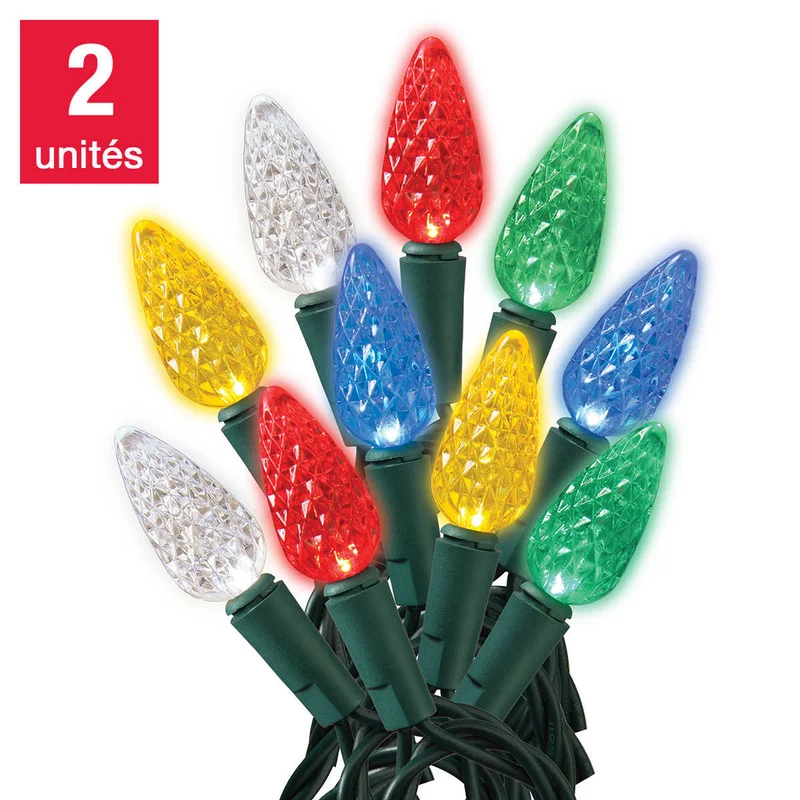 SYLVANIA - Ensemble de 2 Guirlande de 100 Lumières de Noël DEL C6 Multicolore