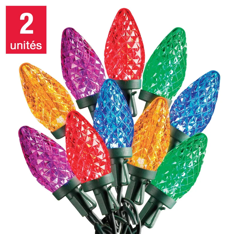 SYLVANIA - Ensemble de 2 Guirlandes de 50 Lumières de Noël DEL C9 Multicolore