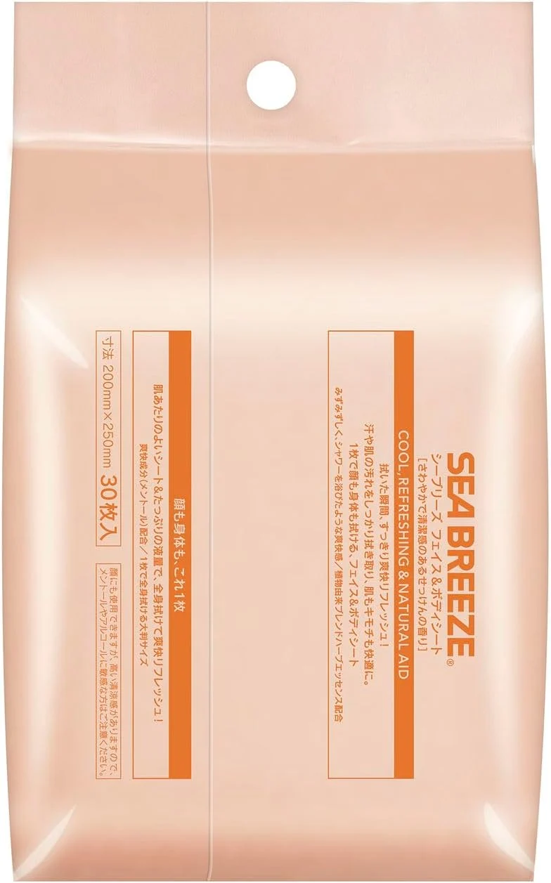 SEA BREEZE Face & Body Wipes (30 Sheets × 3 Packs)
