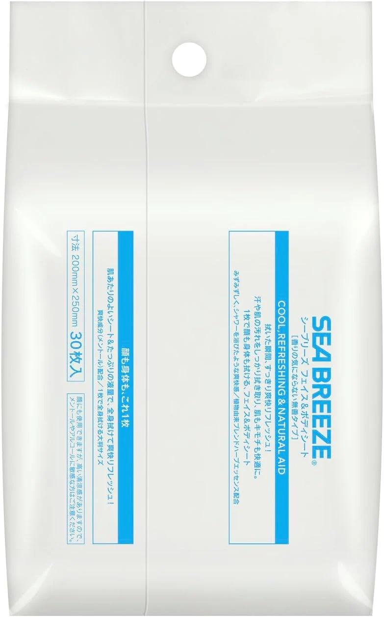 SEA BREEZE Face & Body Wipes (30 Sheets × 3 Packs)