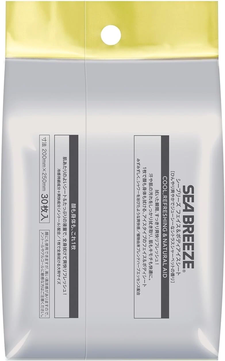 SEA BREEZE Face & Body Wipes (30 Sheets × 3 Packs)