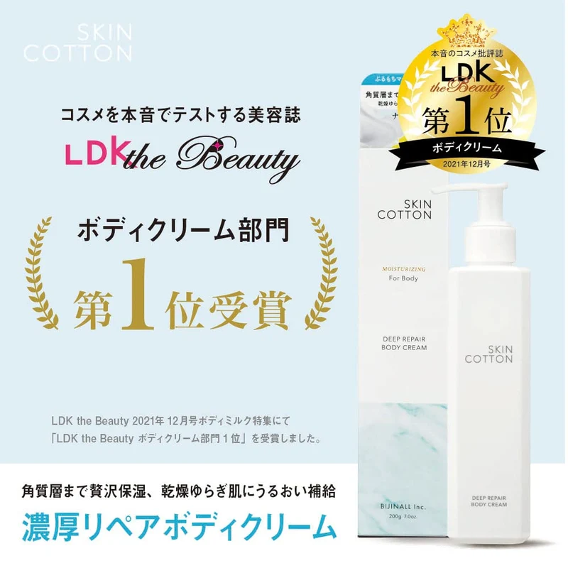 Skin Cotton Rich Repair Body Cream with Niacinamide for Dry Skin 200g