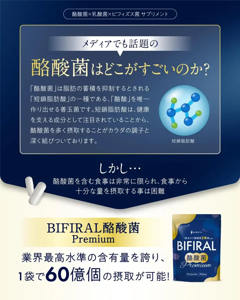 Asahi Group Foods Bifiral Butyric Acid Supplement 30-Day Supply Japan-Made