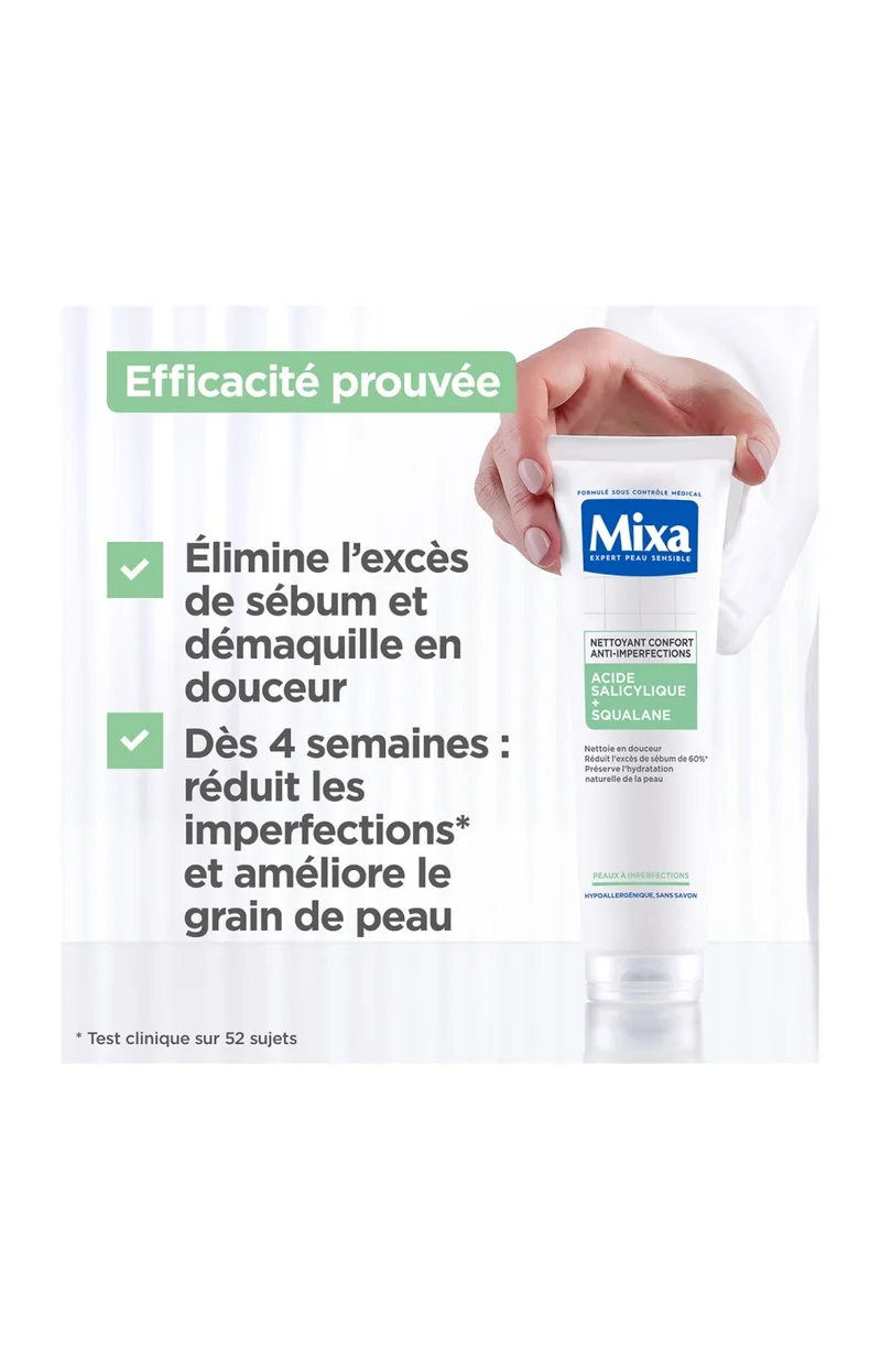Gel nettoyant anti-imperfections - Acide salicylique & squalane - Peaux mixtes à grasses - 200 ml