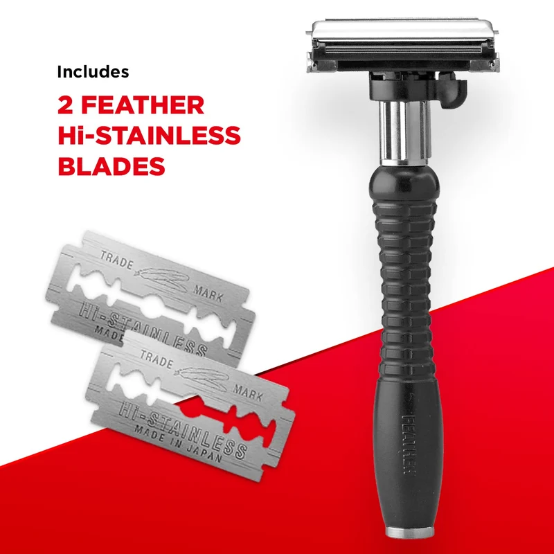 FEATHER Adjustable Double Edge Razor with 2 Hi-Stainless Blades Japan