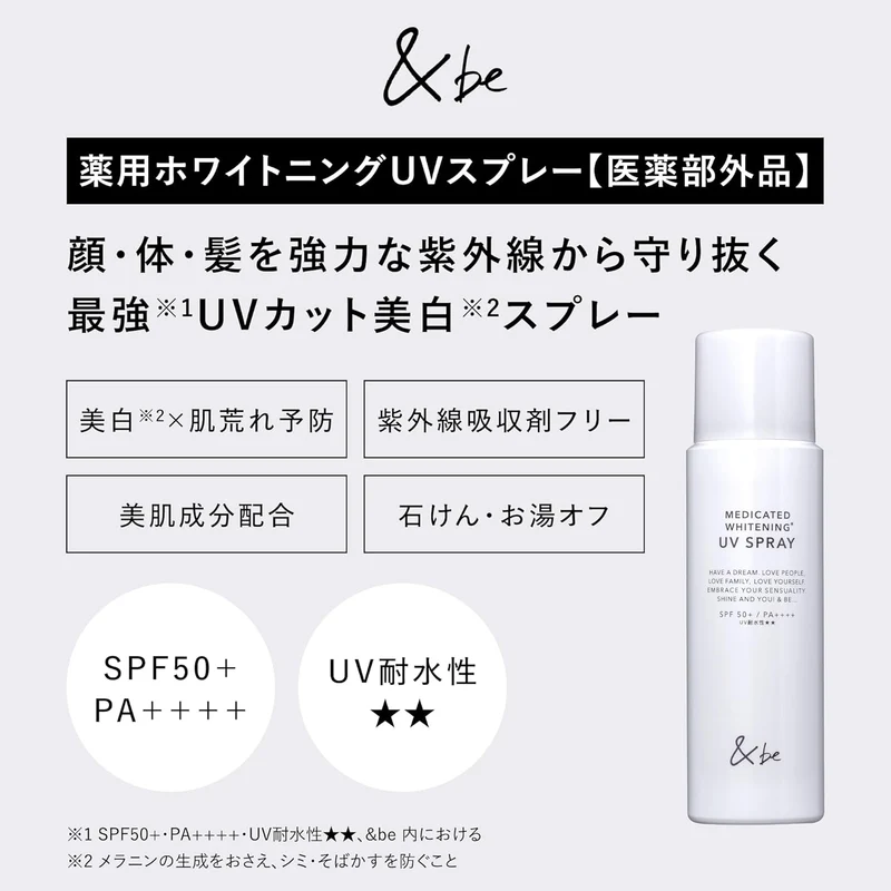 &be Medicated Whitening UV Spray 60g Waterproof Whole Body Protection